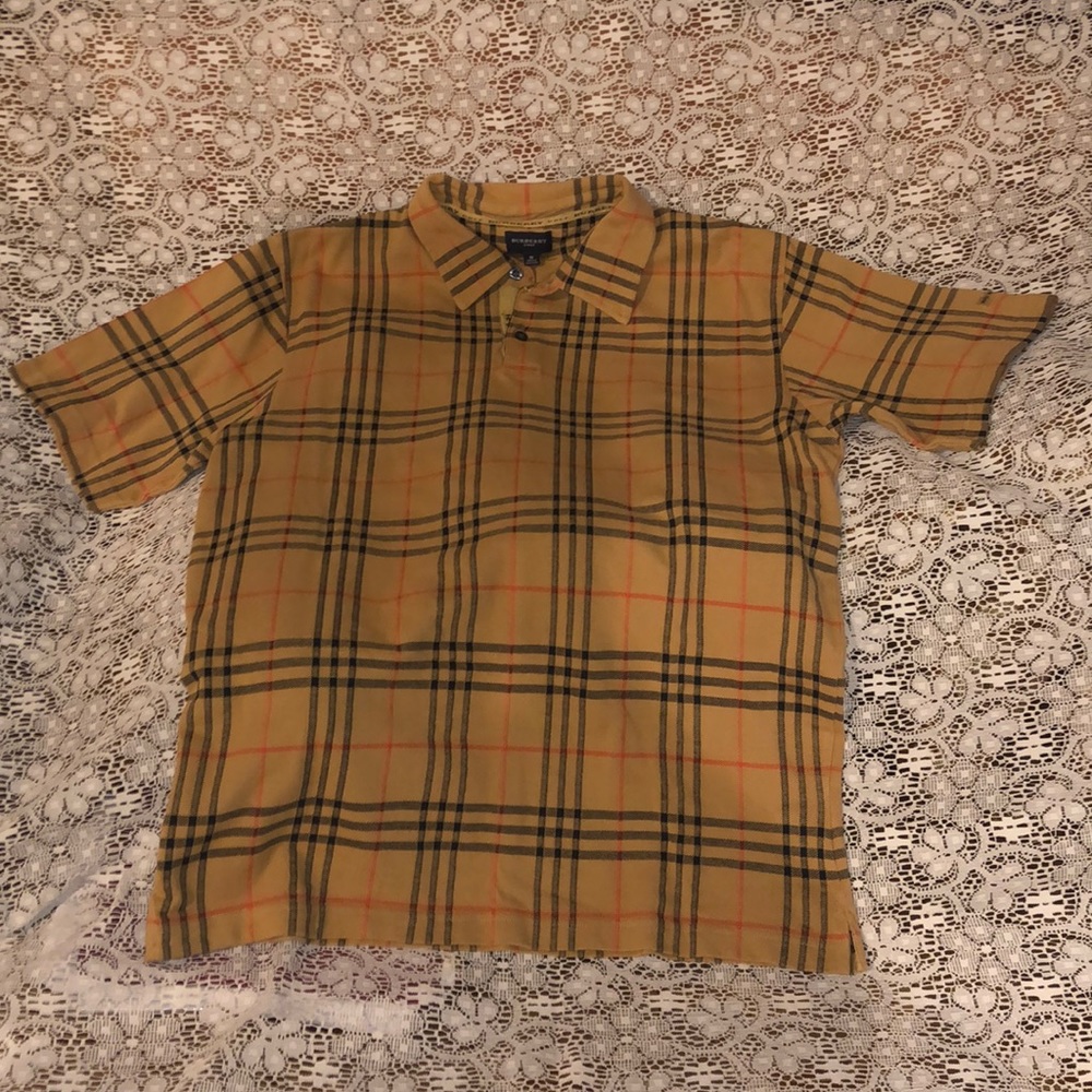 BURBERRY - Classic Vintage Burberry Men’s Golf Polo Tweed Shirt - Size M
